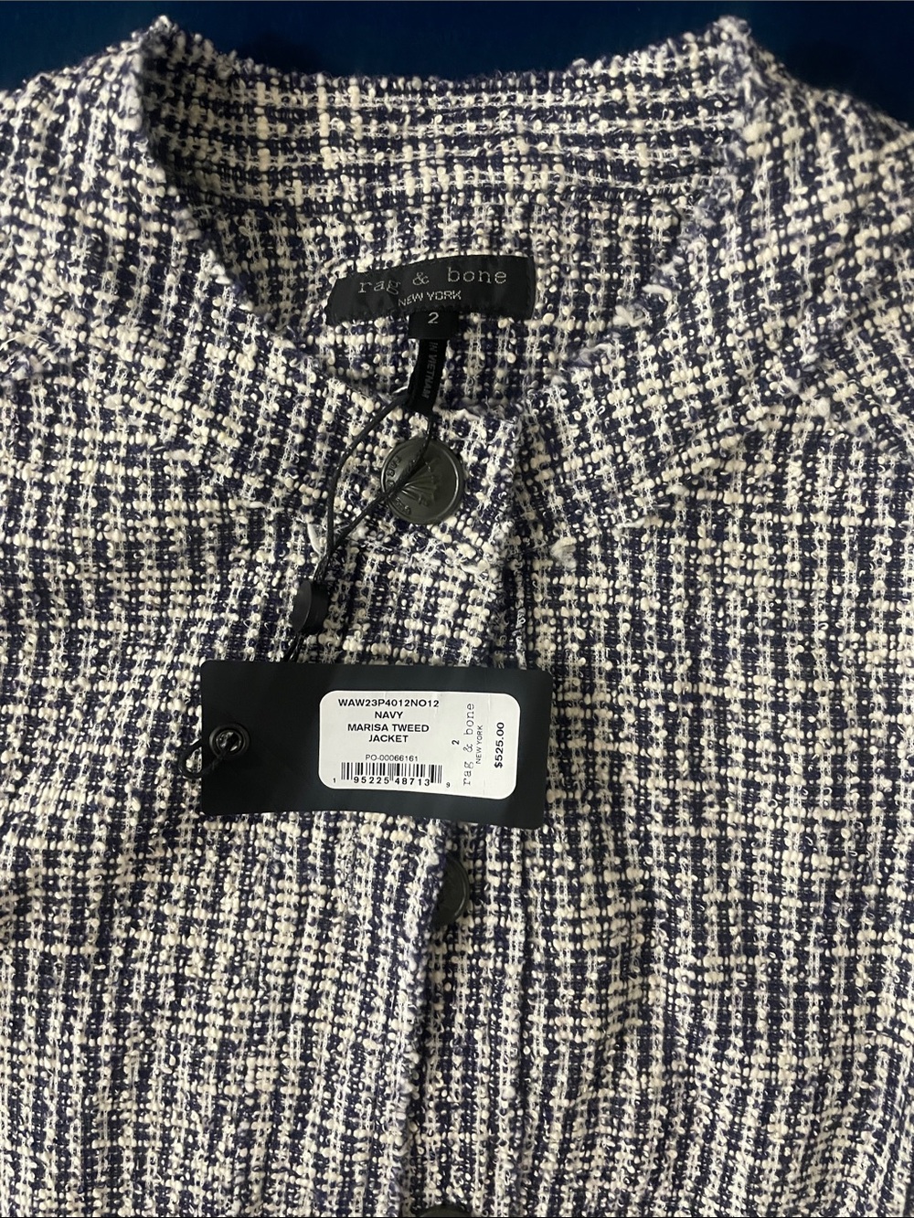 rag & bone Navy and White Tweed Marisa Jacket - Picture 2 of 4